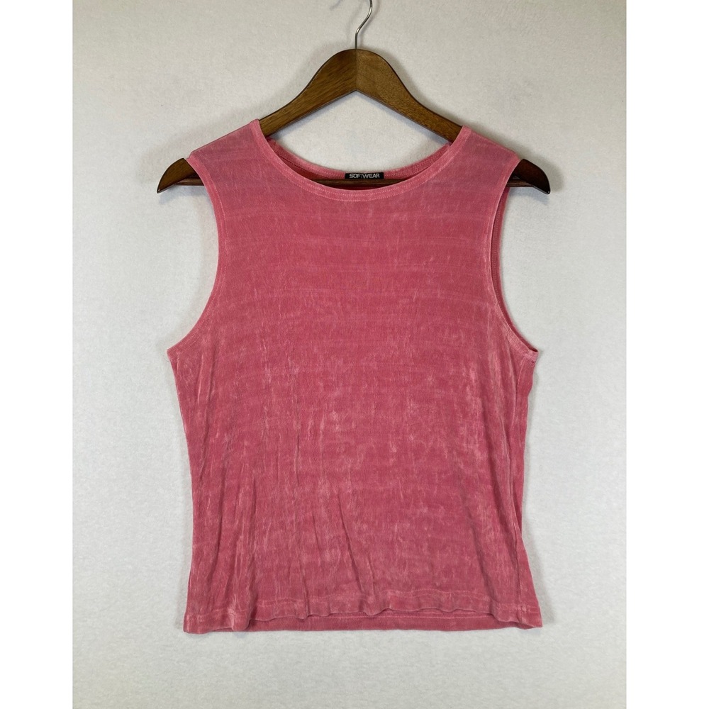 Minimalist SOFTWEAR by Mark Singer Women‎ M Pink Ribbed Knit Sleeveless Tank Top